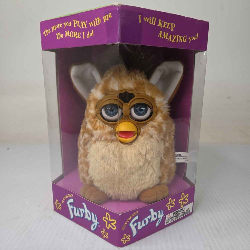 Tiger Furby 70-800 Electronic Interactive Toy 1998 Giraffe Blue Eyes NIB Brown